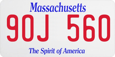 MA license plate 9OJ560