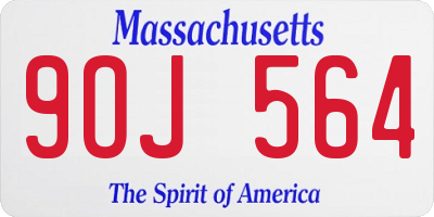 MA license plate 9OJ564
