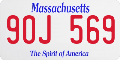 MA license plate 9OJ569