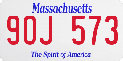 MA license plate 9OJ573