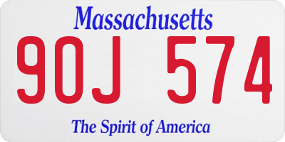 MA license plate 9OJ574