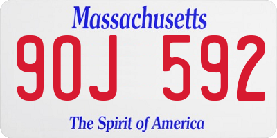 MA license plate 9OJ592
