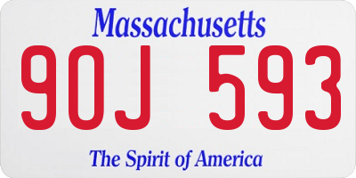 MA license plate 9OJ593