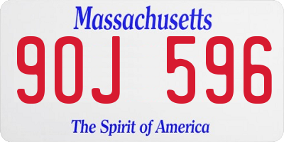 MA license plate 9OJ596