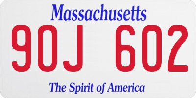 MA license plate 9OJ602