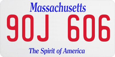 MA license plate 9OJ606