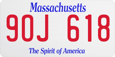 MA license plate 9OJ618