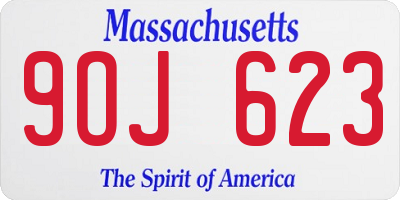 MA license plate 9OJ623