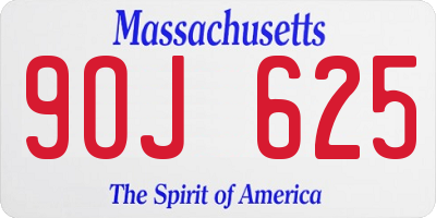 MA license plate 9OJ625