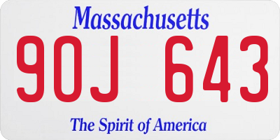MA license plate 9OJ643