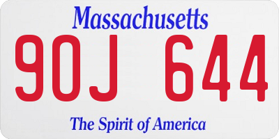 MA license plate 9OJ644