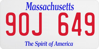 MA license plate 9OJ649