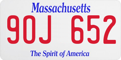 MA license plate 9OJ652