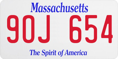 MA license plate 9OJ654