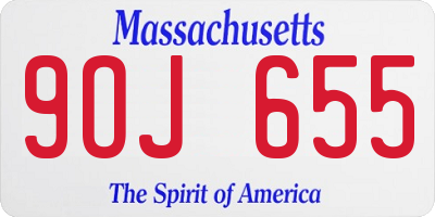 MA license plate 9OJ655