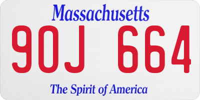 MA license plate 9OJ664