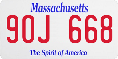 MA license plate 9OJ668