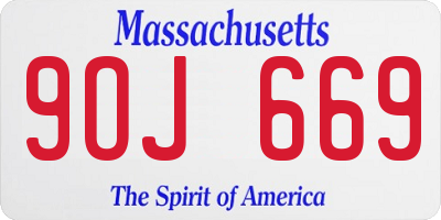 MA license plate 9OJ669
