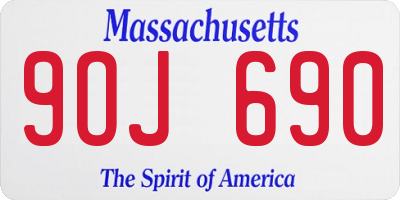 MA license plate 9OJ690