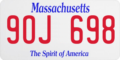MA license plate 9OJ698