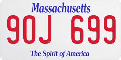 MA license plate 9OJ699