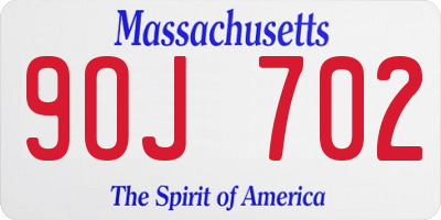 MA license plate 9OJ702