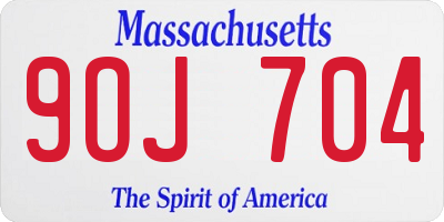MA license plate 9OJ704