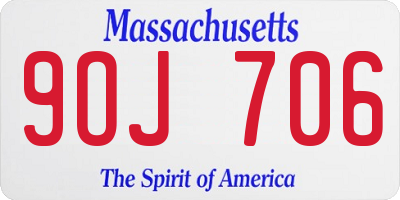 MA license plate 9OJ706