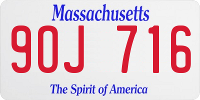 MA license plate 9OJ716