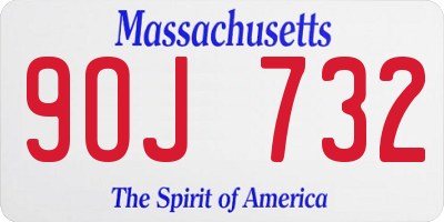 MA license plate 9OJ732