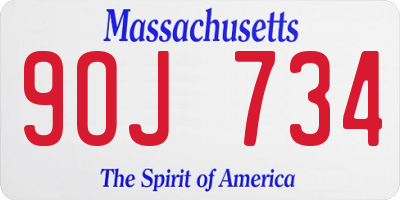 MA license plate 9OJ734