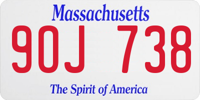 MA license plate 9OJ738