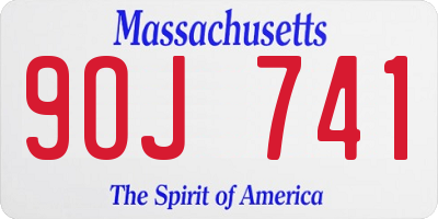 MA license plate 9OJ741