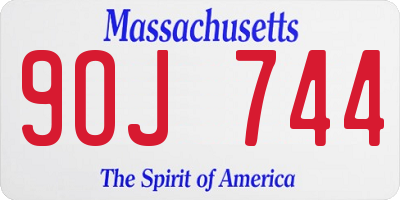 MA license plate 9OJ744