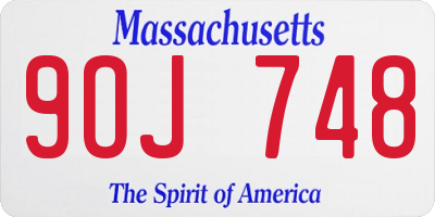 MA license plate 9OJ748