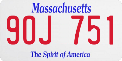 MA license plate 9OJ751