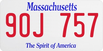 MA license plate 9OJ757