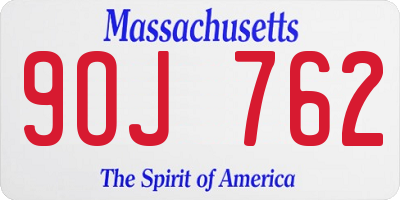 MA license plate 9OJ762