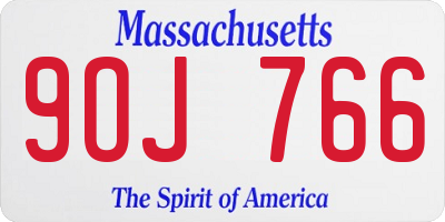 MA license plate 9OJ766