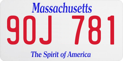 MA license plate 9OJ781