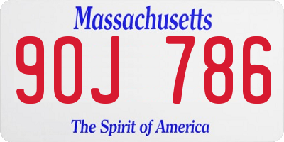 MA license plate 9OJ786
