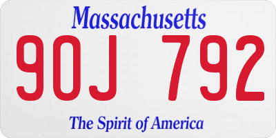 MA license plate 9OJ792