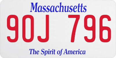 MA license plate 9OJ796