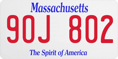 MA license plate 9OJ802