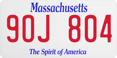 MA license plate 9OJ804
