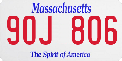 MA license plate 9OJ806