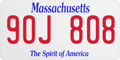 MA license plate 9OJ808