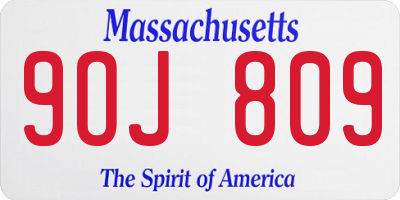 MA license plate 9OJ809