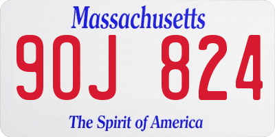 MA license plate 9OJ824