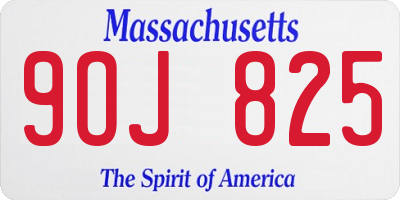 MA license plate 9OJ825